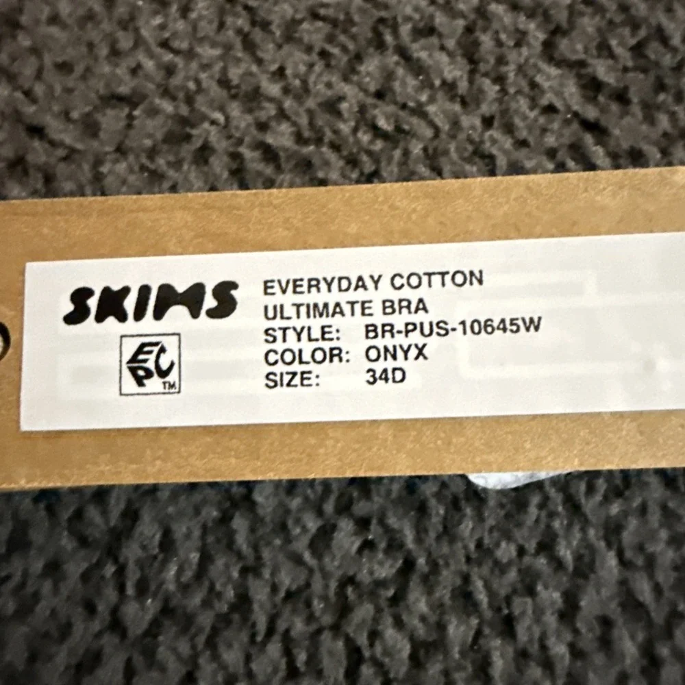 Skims Everyday Cotton Ultimate Bra - New - Onyx - 34D